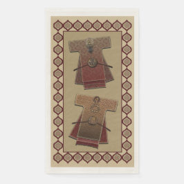 Servilleta De Papel Dorado Kimonos y baño rojo