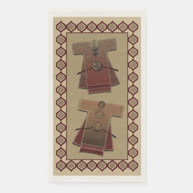 Servilleta De Papel Dorado Kimonos y baño rojo (Anverso)