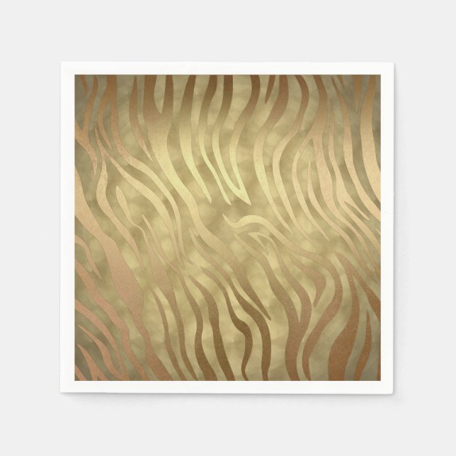 Servilleta De Papel Dorado Lujo Lujoso Zebra Jungle Safari Glam (Anverso)