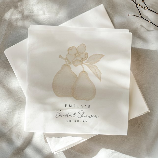 Servilleta De Papel Dorado Perfect Pear Bridal Shower Napkin (Pear Napkins)