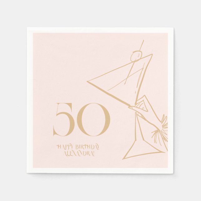 Servilleta De Papel Dorado Rosa Moderno 50 Napkin Adulto Nápoles (Anverso)