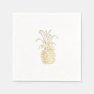 Servilleta De Papel Dorado Tropical Elegante Moderno Vintage Piña
