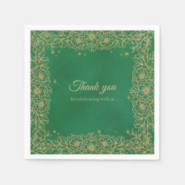 Servilleta De Papel Dorado verde esmeralda Quinceañera dulce 15