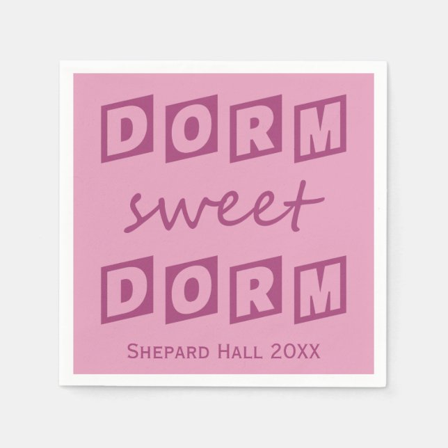 Servilleta De Papel "Dorm Sweet Dorm" personalizado dormitorio fiesta  (Anverso)