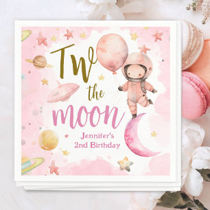 Servilleta De Papel ¡Dos a la Luna! Astronauta Chica Espacio 2do Cumpl