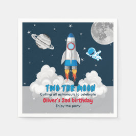 Servilleta De Papel Dos al chico de la luna cohete espacial cumpleaños