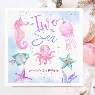 Servilleta De Papel Dos Al Mar Sirena 2do Cumpleaños Monada Océano