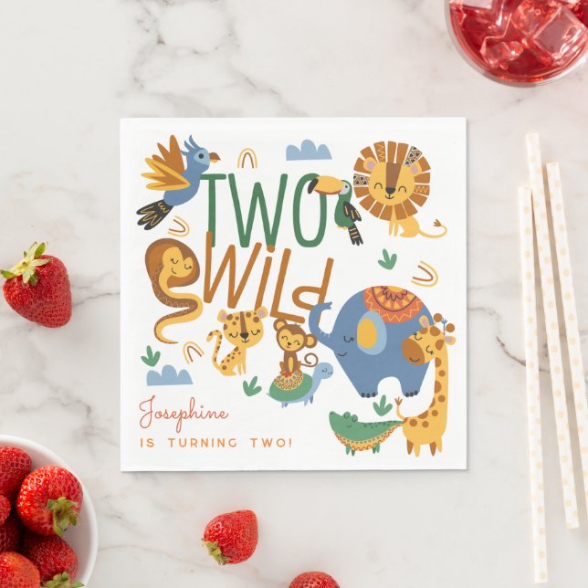 Servilleta De Papel Dos animales salvajes de safari niños fiesta de cu (In situ)