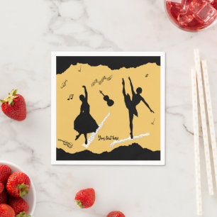 Servilleta De Papel Dos bailarinas de ballet y música en color beige d