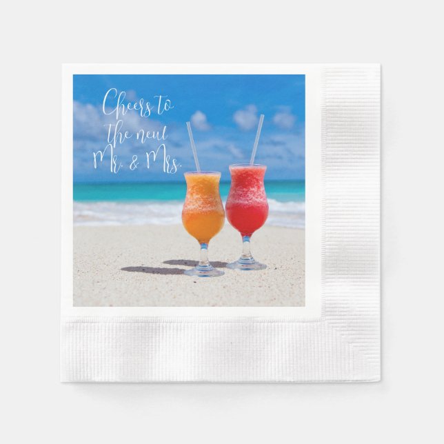 Servilleta De Papel Dos bebidas Sunny Beach Cheers Texto personalizado (Anverso)
