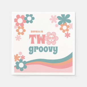 Servilleta De Papel Dos Chicas de Groovy Fiesta de cumpleaños