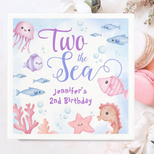 Servilleta De Papel Dos Chicas del Mar Segundo Aniversario Cute Océano