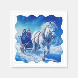 Servilleta De Papel Dos Chicas Jóvenes En Un Snowowley En Sleigh