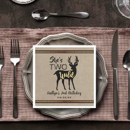 Servilleta De Papel Dos Chicas silvestres Woodland Deer segundo cumple