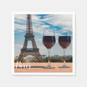 Servilleta De Papel Dos copas de vino con Torre Eiffel