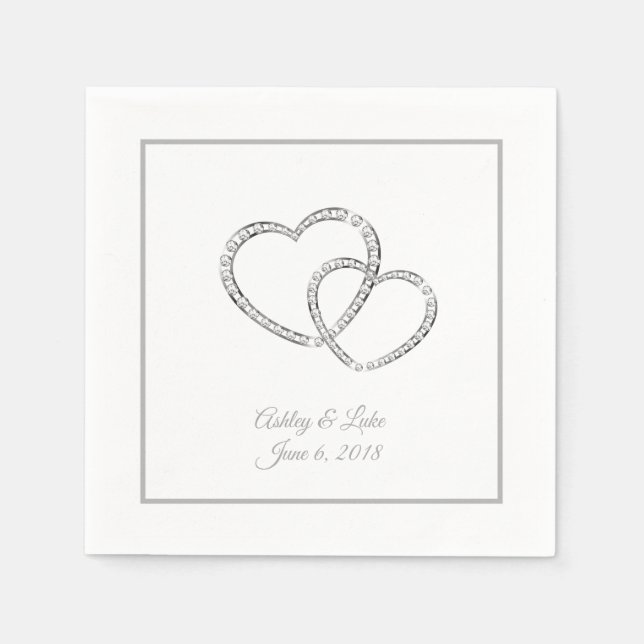 Servilleta De Papel Dos corazones Bodas de servilletas de papel (Anverso)