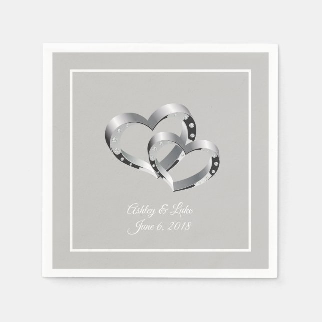 Servilleta De Papel Dos corazones Bodas de servilletas de papel (Anverso)
