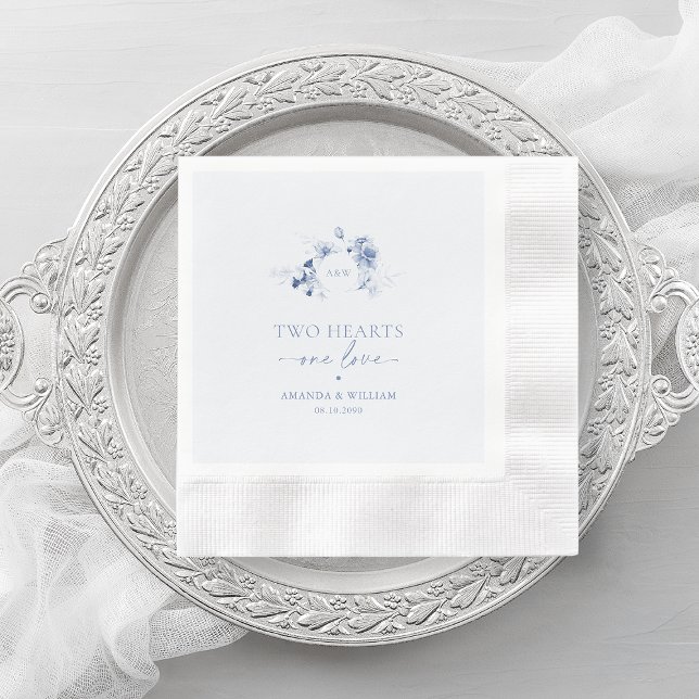 Servilleta De Papel Dos Corazones · Un Amor Boda Dusty Blue (Subido por el creador)