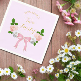 Servilleta De Papel Dos cumpleaños floral Fancy Bow
