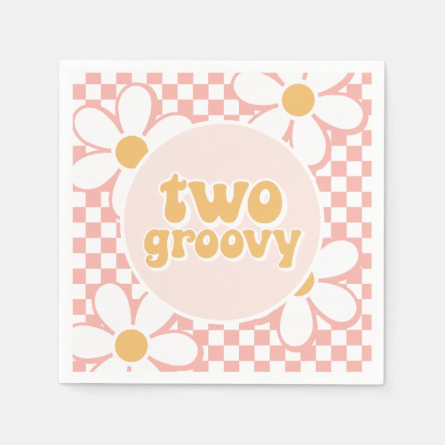 Servilleta De Papel Dos Daisy Checker rosadas divertidas (Anverso)