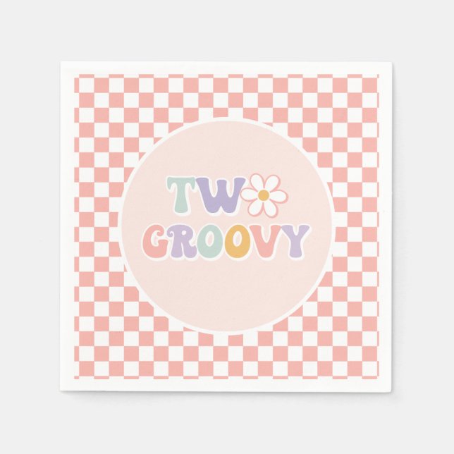 Servilleta De Papel Dos Daisy Checker rosadas divertidas (Anverso)