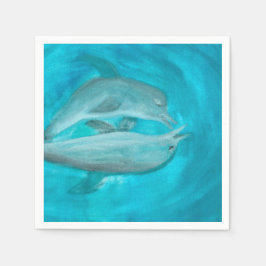 Servilleta De Papel Dos delfines jugando salvajes y libres en el océan