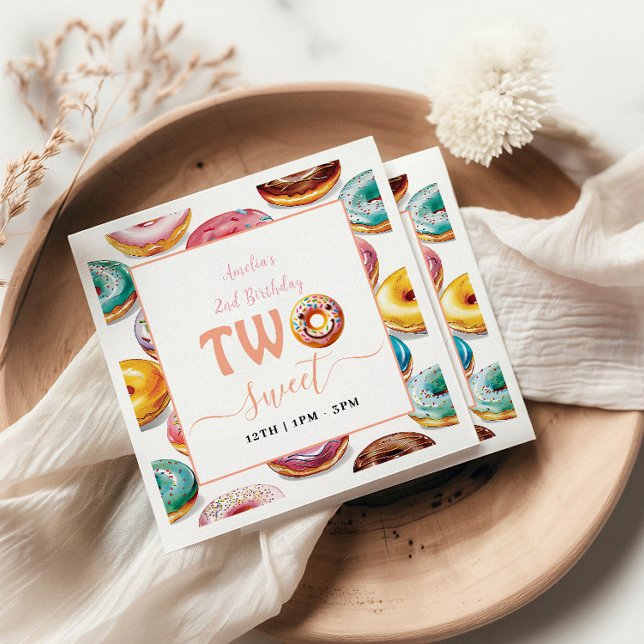 Servilleta De Papel Dos dulces donuts fiesta del segundo cumpleaños (Subido por el creador)