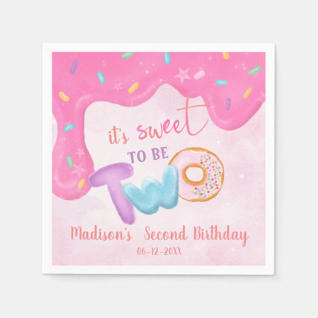 Servilleta De Papel Dos dulces placas de cumpleaños de Donut (Anverso)