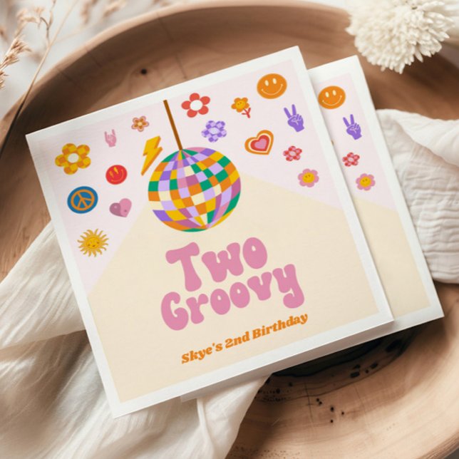 Servilleta De Papel Dos Fiestas de cumpleaños de Groovy Disco Ball (Subido por el creador)