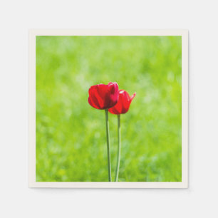 Servilleta De Papel Dos flores de tulipán rojas