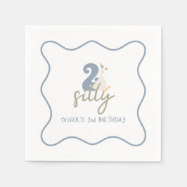 Servilleta De Papel Dos gansos tontos cumpleaños azul y verde 2