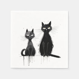 Servilleta De Papel Dos gatos negros