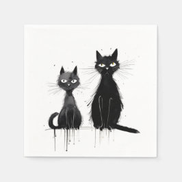 Servilleta De Papel Dos gatos negros