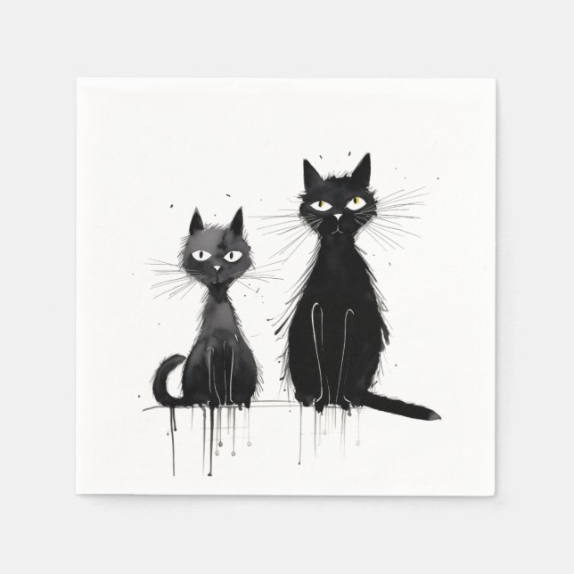 Servilleta De Papel Dos gatos negros (Anverso)