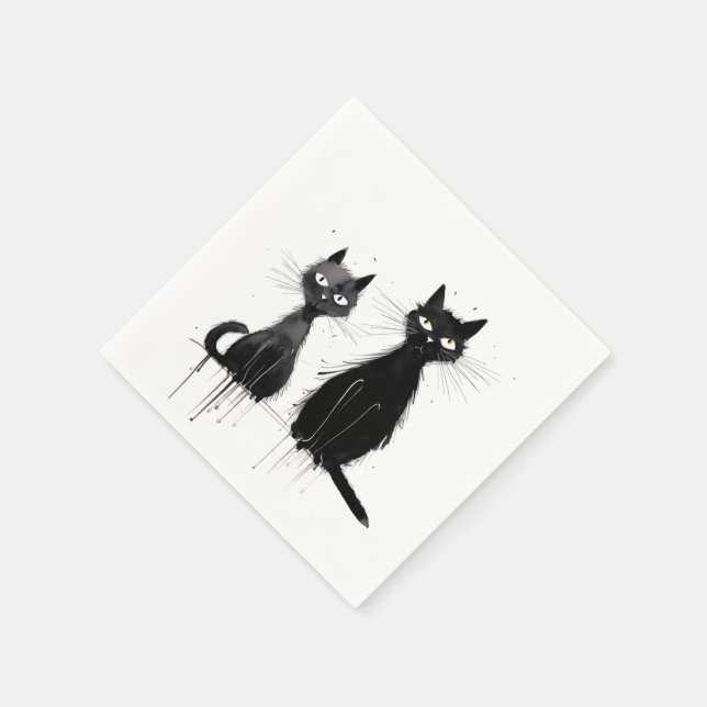 Servilleta De Papel Dos gatos negros (Borde)