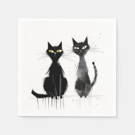 Servilleta De Papel Dos gatos negros
