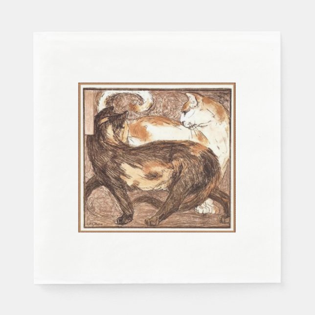 Servilleta De Papel Dos gatos (por Franz Marc) (Anverso)