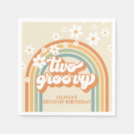 Servilleta De Papel Dos Groovy Cumpleaños Retro Arcoíris Margarita
