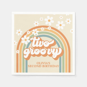 Servilleta De Papel Dos Groovy Cumpleaños Retro Arcoíris Margarita