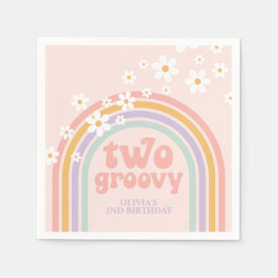 Servilleta De Papel dos Groovy Pastel arco iris 2º cumpleaños