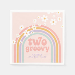 Servilleta De Papel dos Groovy Pastel arcoíris cumpleaños 2