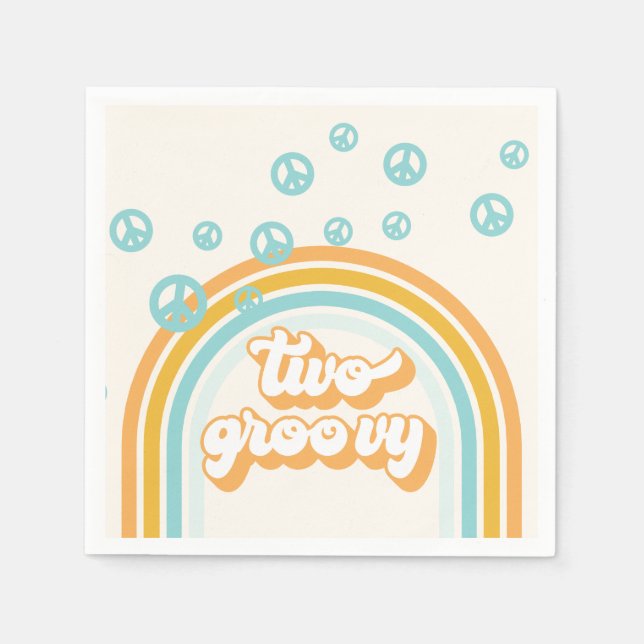 Servilleta De Papel DOS Groovy Retro Chico Cumpleaños 2 (Anverso)