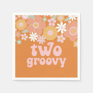 Servilleta De Papel Dos Groovy Retro Floral 2do cumpleaños