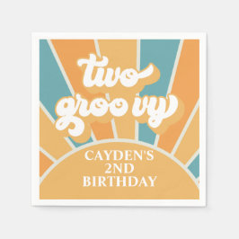 Servilleta De Papel Dos Groovy Retro Sunshine Boy segundo cumpleaños
