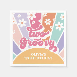 Servilleta De Papel Dos Groovy Retro Sunshine Rainbow Daisy