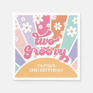 Servilleta De Papel Dos Groovy Retro Sunshine Rainbow Daisy