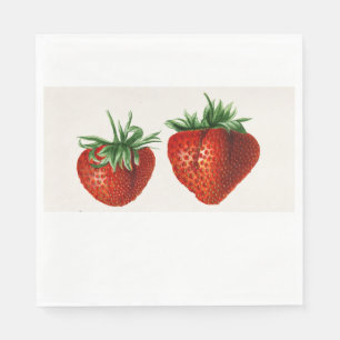 Servilleta De Papel Dos Ilustraciones de fresas rojas vintage
