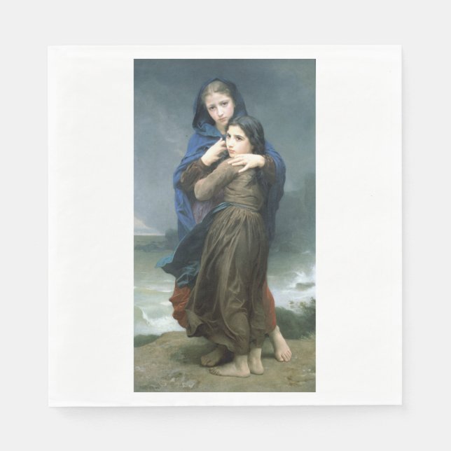 Servilleta De Papel Dos jóvenes Chicas lejos de casa (por W.A. Bouguer (Anverso)