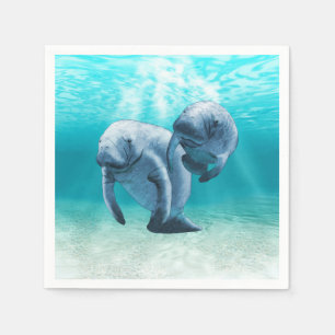 Servilleta De Papel Dos Manatees que nadan