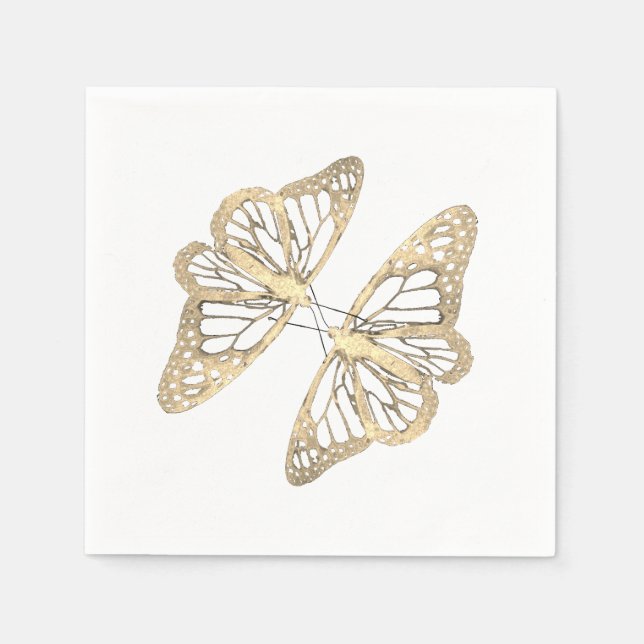 Servilleta De Papel Dos mariposas de oro (Anverso)